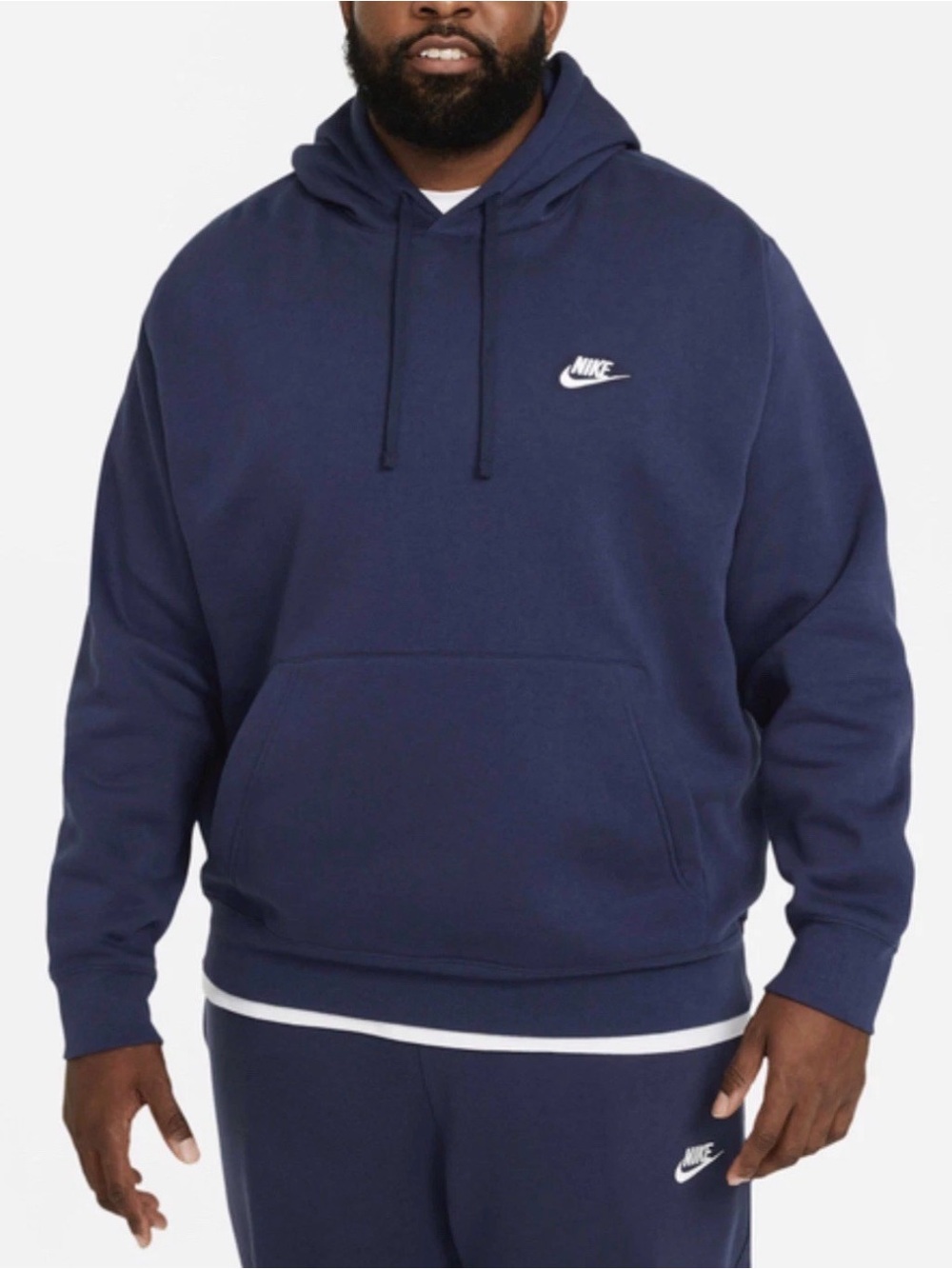 Nike Sportswear Club Fleece Midnight Navy Blue Swoosh Pullover Hoodie
